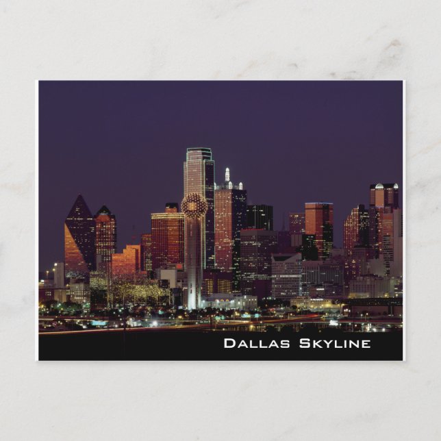 Carte postale de Dallas Skyline pour la nuit (Devant)