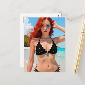 Carte postale de dame scifi en bikini noir sexy