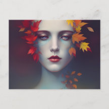Carte postale de déesse d'automne