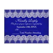 Carte postale de dentelle de cobalt bleu RSVP pers