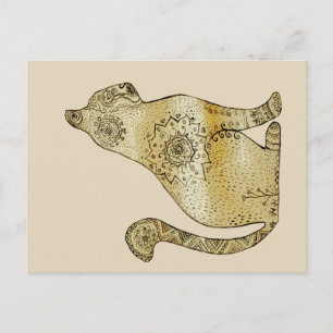 Carte postale de dessin de chat Mandala