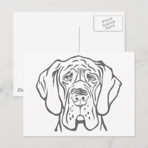 Carte postale de dessin de tête de Grand Danois