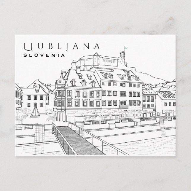 Carte postale de dessin Ljubljana (Devant)