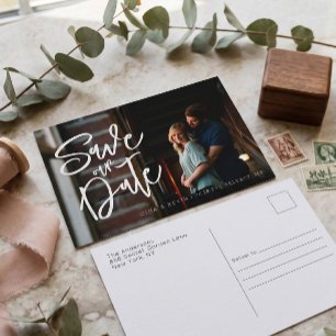 Carte postale de faire-part de date de mariage ave