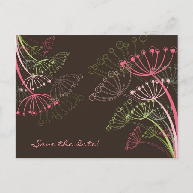 Carte postale de faire-part de mariage Fleurs de p (Devant)