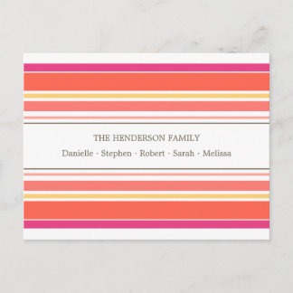 Carte postale de famille Orange & Rose Candy Strip