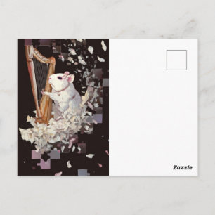 Carte postale de fantaisie Rat Blanc – Élégante et