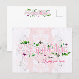 Carte postale de félicitations en texte floral ros