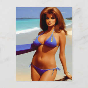 Carte postale de femme à la plage