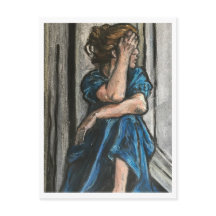 Carte postale de femme en bleu