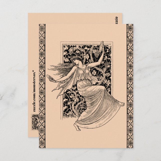 Carte postale de femme vintage dansant (Devant / Derrière)