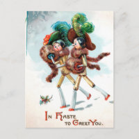 Carte postale de femmes poupées en bois victorienn