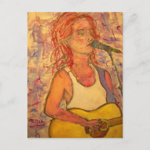 Carte postale de fille acoustique Peace Love Music