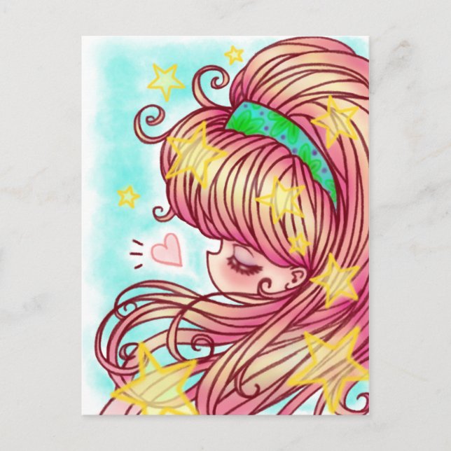 Carte postale de fille fraise (Devant)