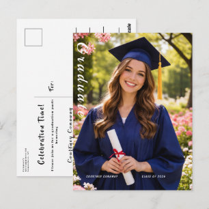 Carte postale de fin d'études avec photo et typogr