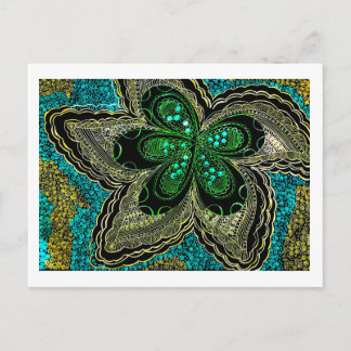 Carte postale de fleur de mandala sarcelle émeraud
