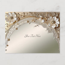 Carte postale de fleurs blanches modernes et perle