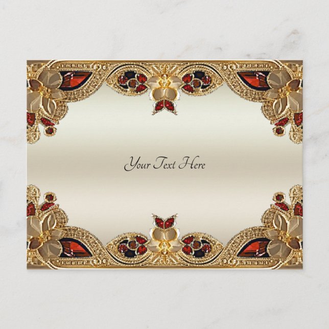 Carte postale de fleurs dorées en pierre précieuse (Devant)