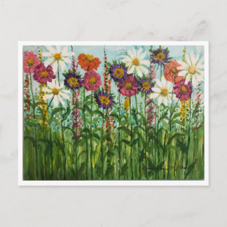 Carte postale de fleurs Zinnia, Marguerite, Aster