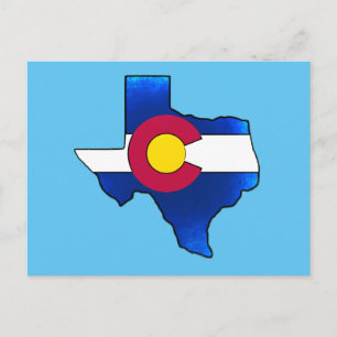 Carte postale de forme Texas avec drapeau du Color