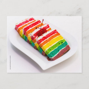 Carte postale de gâteau d'arc-en-ciel