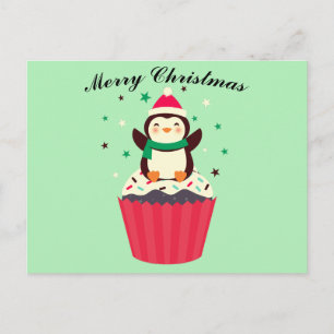 Carte postale de gâteau Penguin Merry Christmas