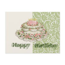 Carte postale de gâteau vintage pour anniversaire