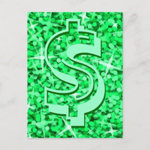Carte postale de Glitz Green dollar '$'