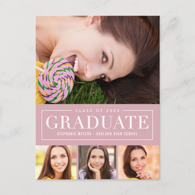 Carte postale de graduation de couleur modifiable  (Devant)