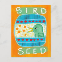 Carte postale de graines pour oiseaux - Oiseau drô