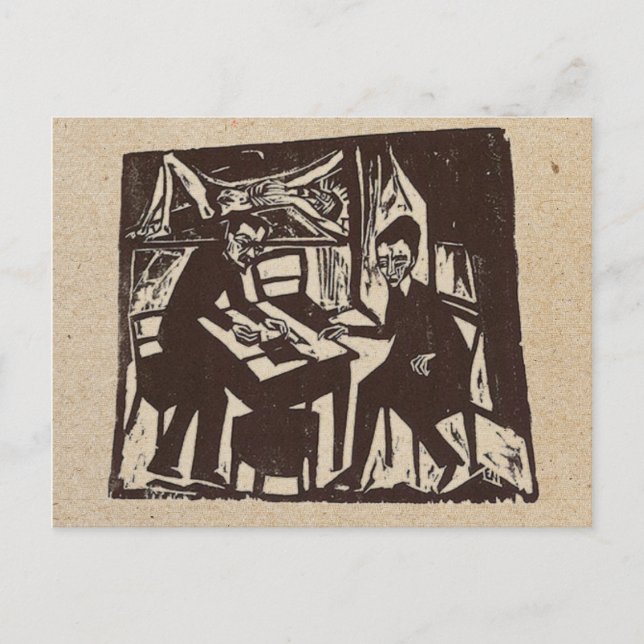 Carte postale de gravure sur bois en Erich Heckel (Devant)