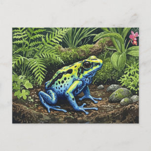 Carte postale de grenouille à tarte bleu pour le p