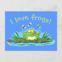 Carte postale de grenouille affamée mignonne avec