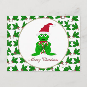 Carte postale de grenouille de Joyeux Noël