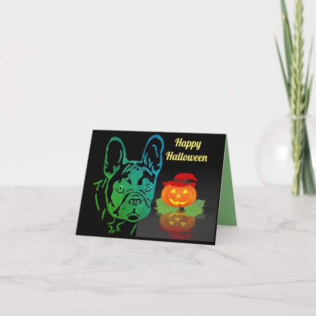 Carte postale de Halloween pour Bouledogue Françai (Devant)