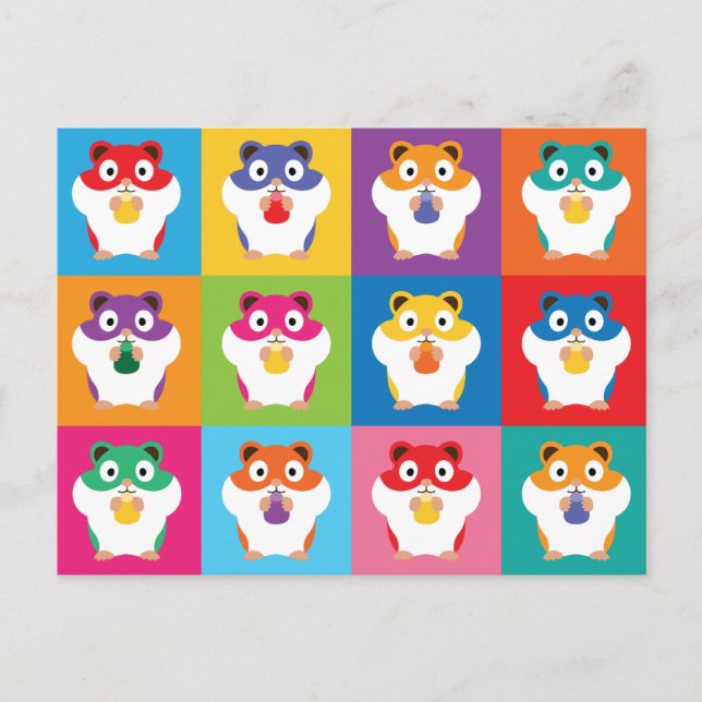 Carte postale de hamsters Pop Art (Devant)