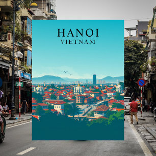 Carte postale de Hanoi, Vietnam Vintage voyage Art