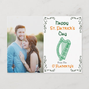 Carte postale de harpe irlandaise personnalisée   