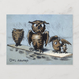 Carte postale de hiboux flottants victoriens 