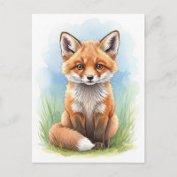 Carte postale de jeunes animaux sauvages Renardeau