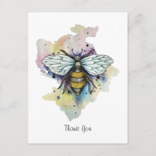 Carte postale de jolie abeille et lavis arc-en-cie