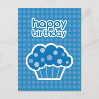 carte postale de joyeux anniversaire cupcake bleu