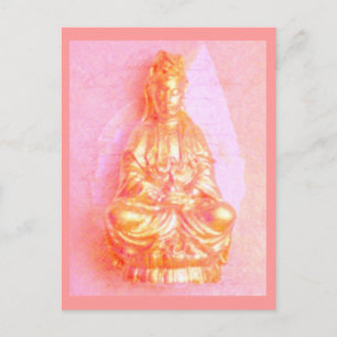 Carte postale de Kwan Yin de Rose-Or