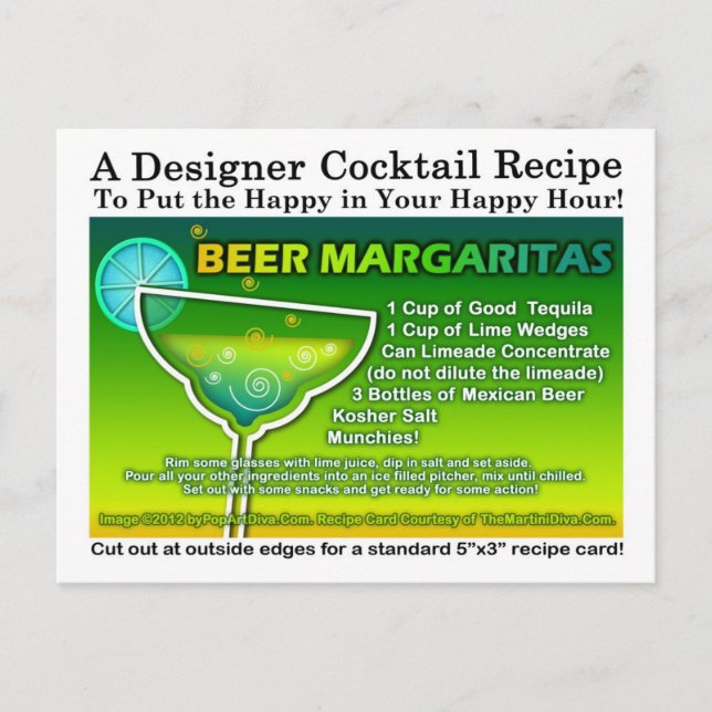 Carte postale de la bière Margarita Recette (Devant)
