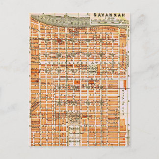 Carte postale de la carte ancienne de Savannah Géo