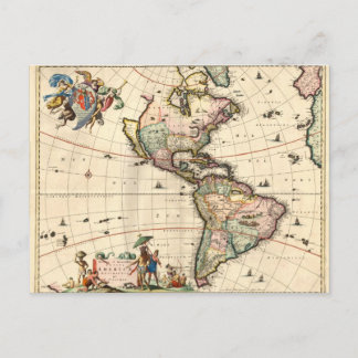 Carte postale de la carte de l'Amérique de 1670