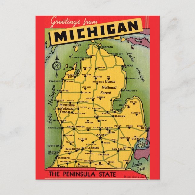Carte postale de la carte de salutation du Michiga (Devant)