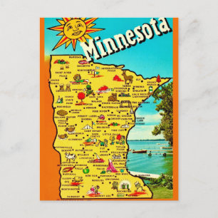 Carte postale de la carte du Minnesota ensoleillé