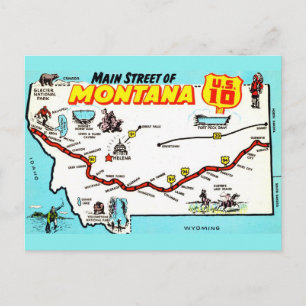 Carte postale de la carte du Montana États-Unis 10