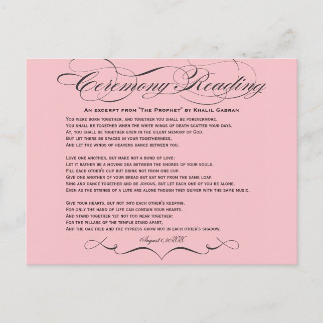 Carte postale de la cérémonie de lecture (Devant)